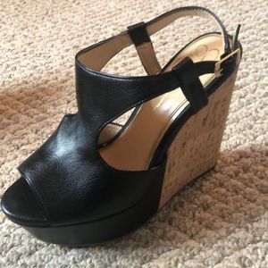 Jessica Simpson black and cork wedges, Size 8.5